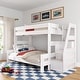 preview thumbnail 15 of 26, Max and Lily Modern Farmhouse Twin Over Full Bunk Bed With Staircase White Wash