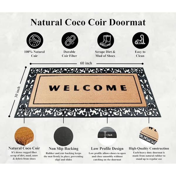 A1HC Rubber and Coir Heavy Duty Non Slip Welcome Indoor Outdoor