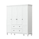 preview thumbnail 11 of 11, 63"W Wood Family Wardrobe Armoire Closet White Lacquer Clothing Rods