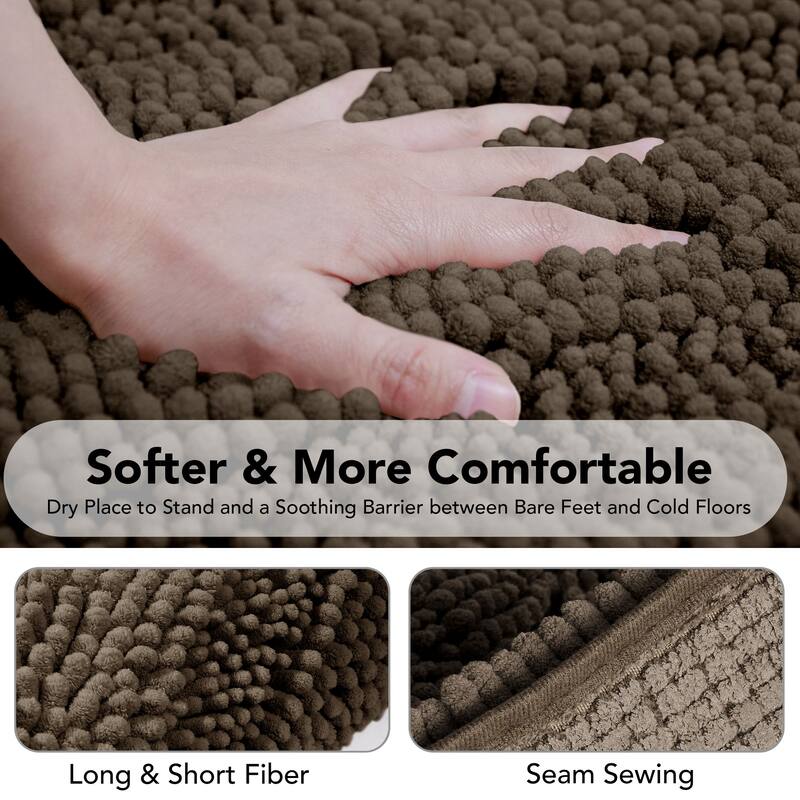 Deconovo Non Slip Chenille Striped Bath Mat Soft Durable