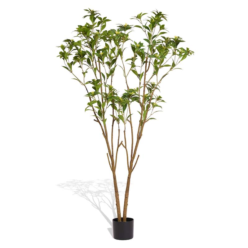 160cm Artificial Iron Leaf Bonsai Tree Potted Plant for Indoor Living Room Home Decor 1pc - Green
