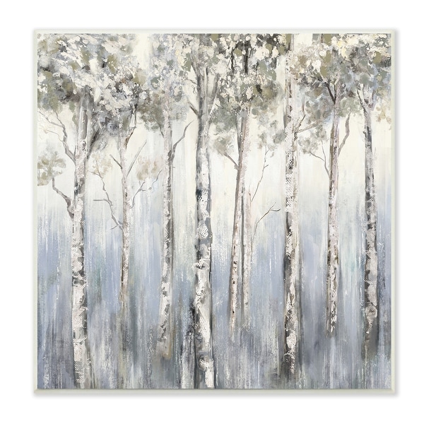 Stupell Mystic White Birch Tree Forest White Grey Bark Wood Wall