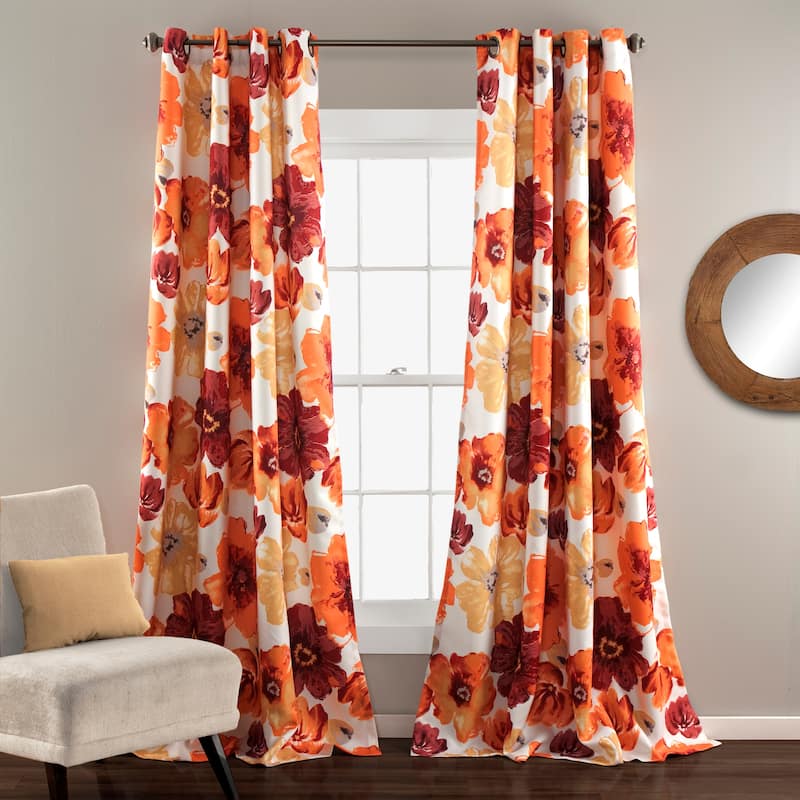 Lush Decor Leah Room Darkening Curtain Panel Pair - 52"W x 95"L - Red