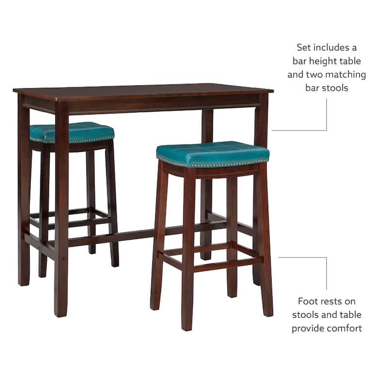 3-Piece Bar Table and Stool Set- 47.25" - Brown and Blue