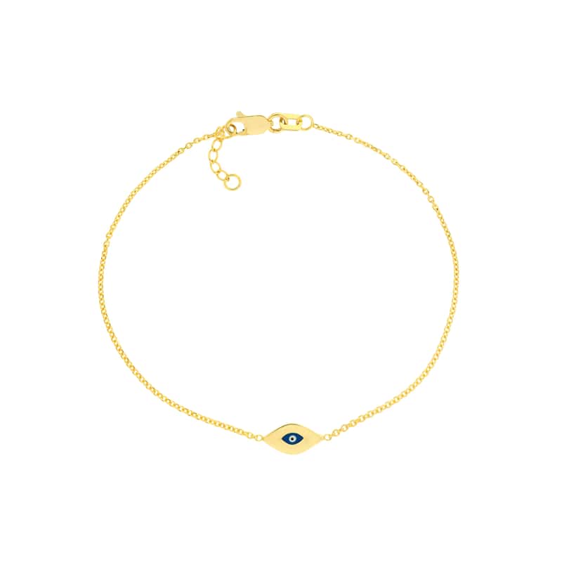Marquee Jewels 14K Solid Yellow Gold Mini Evil Eye Bracelet