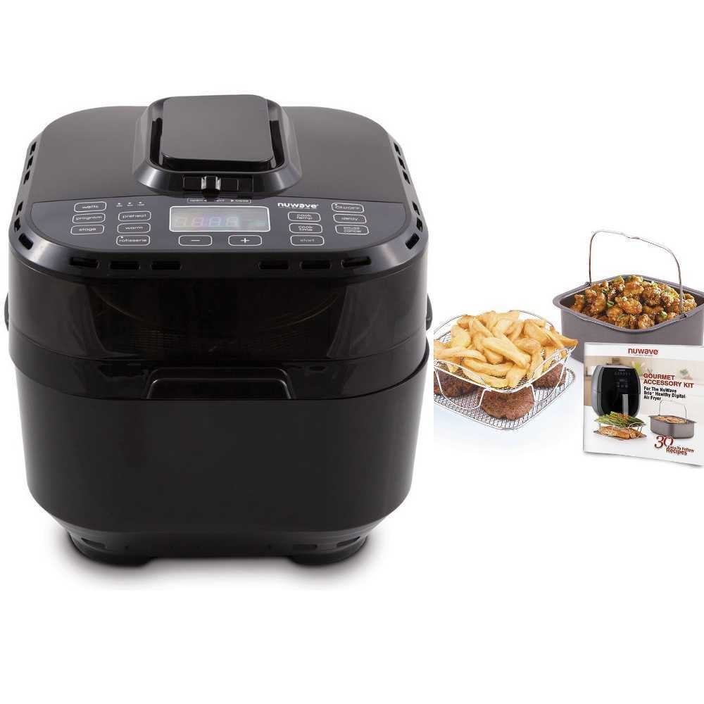 NuWave Brio Digital Air Fryer 10 qt Black with 2 piece Cooking Set