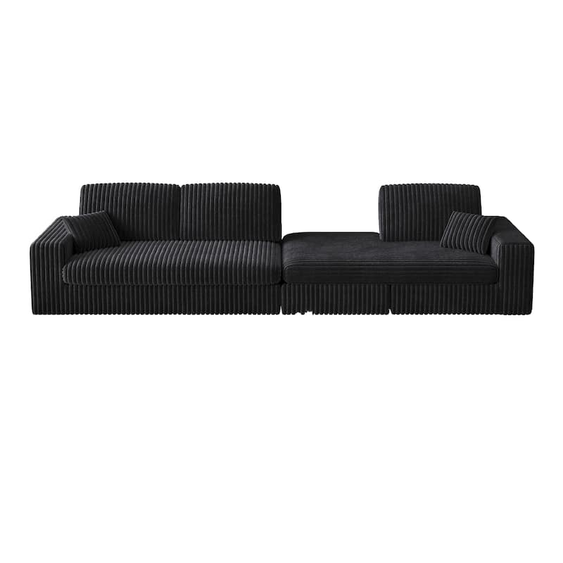 Corduroy Modular Foam Sofa, Recliner Seat Reversible Sofa, 2-In-1 Sofa With Recliner And L-Shaped Sofa Combination