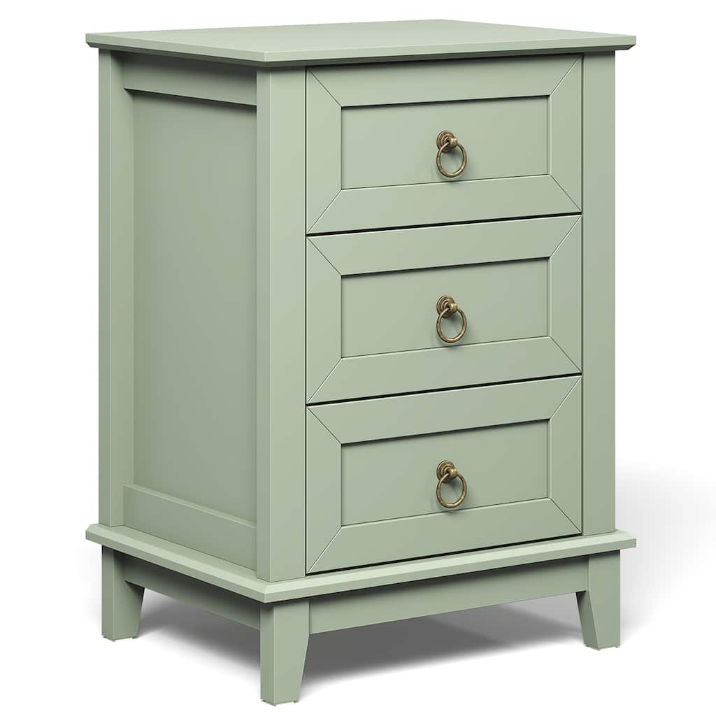 Modern 3-Drawer Wooden Nightstand, Tall & Narrow