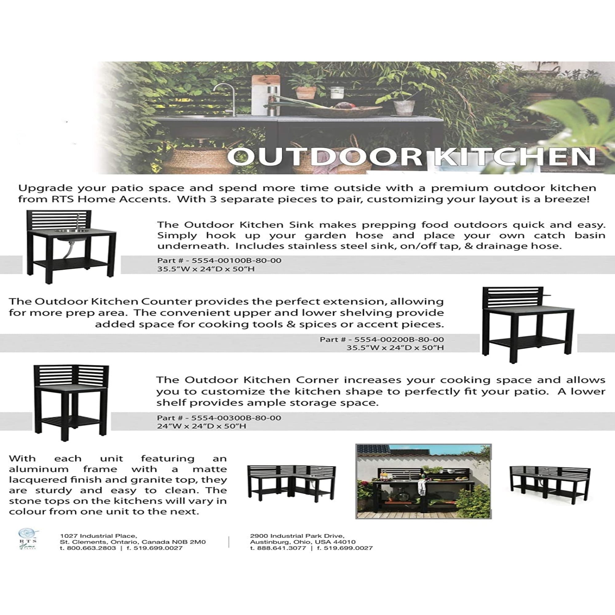 Shop Home Accents Aluminum Outdoor Kitchen Sink With Granite Counter Top Matte Black Silver 24 X 35 5 X 50 Inches Overstock 31439338