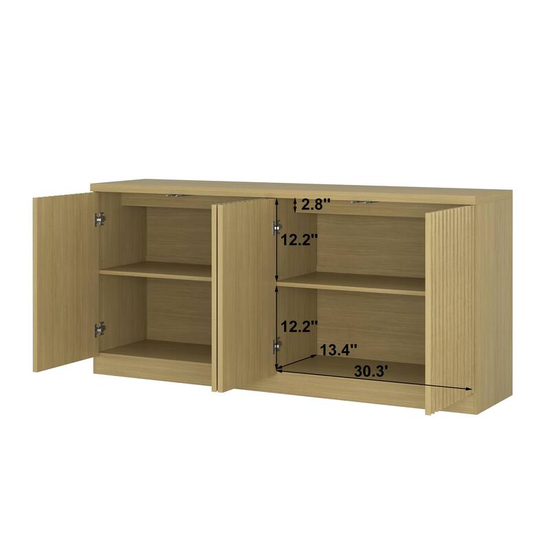 Buffet Cabinet with Storage, 62.60" Sideboard Cabinet with 4 Doors & Shelves, Wooden Bar Credenza Storage for Living Room