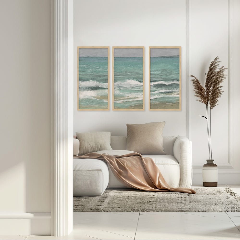 "East Bank Waves" Set of Three Framed Textured Wall Art - Multi-Color