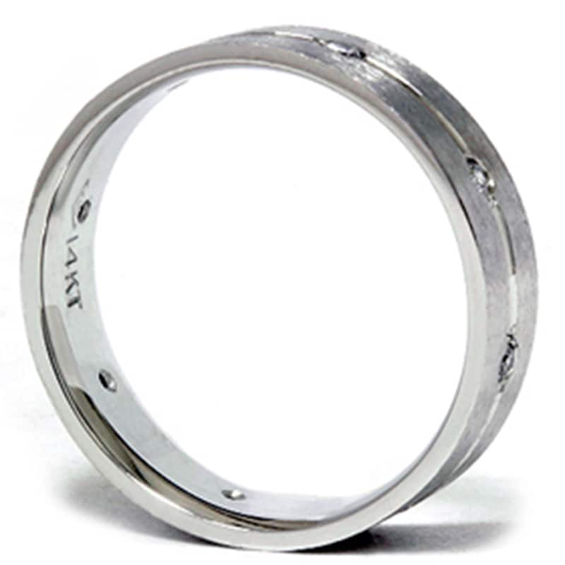 Mens White Gold Comfort Fit SI Diamond Wedding Band New