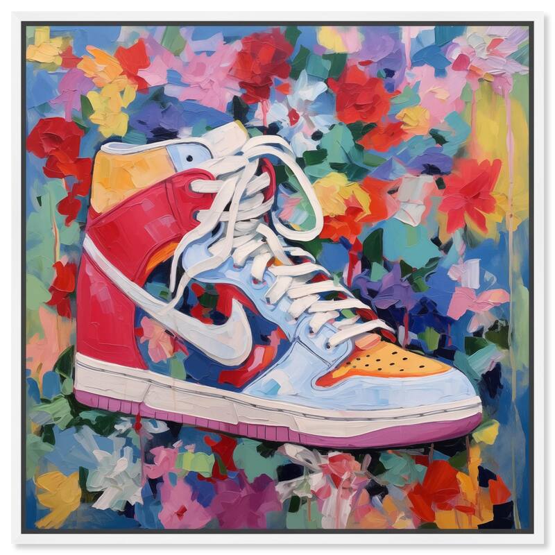 Whimsical Sneaker Canvas by Art Remedy - White - 30" x 30"