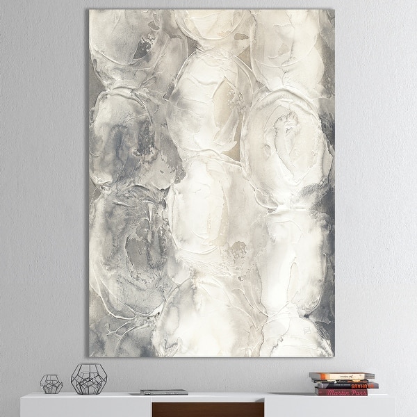 slide 2 of 8, Designart "Gray Circles I" Modern & Contemporary Premium Canvas Wall Art