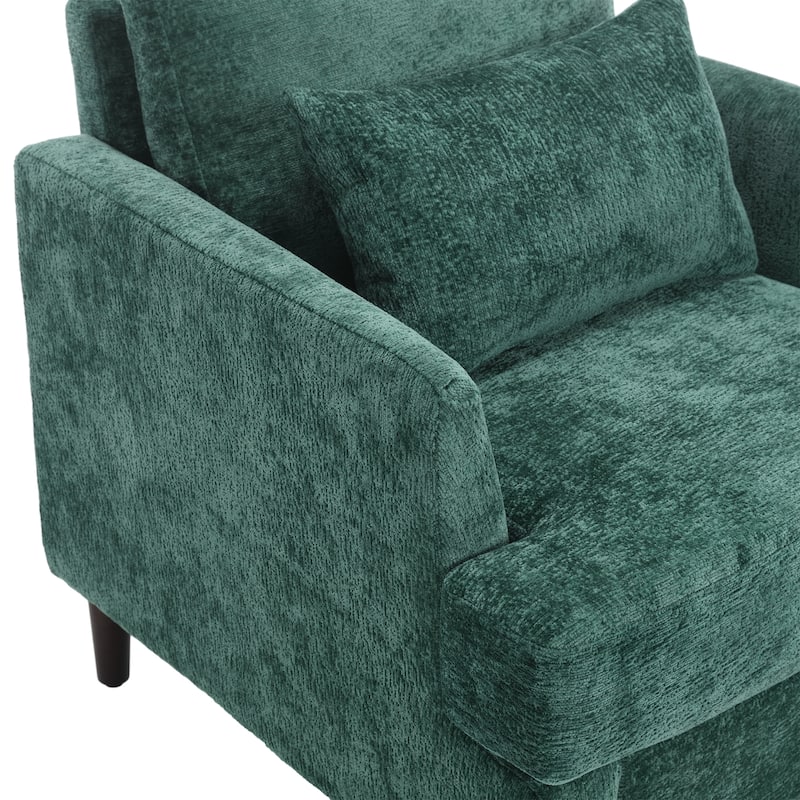 29.53" Chenille Upholstered Arm Chair with Pillows