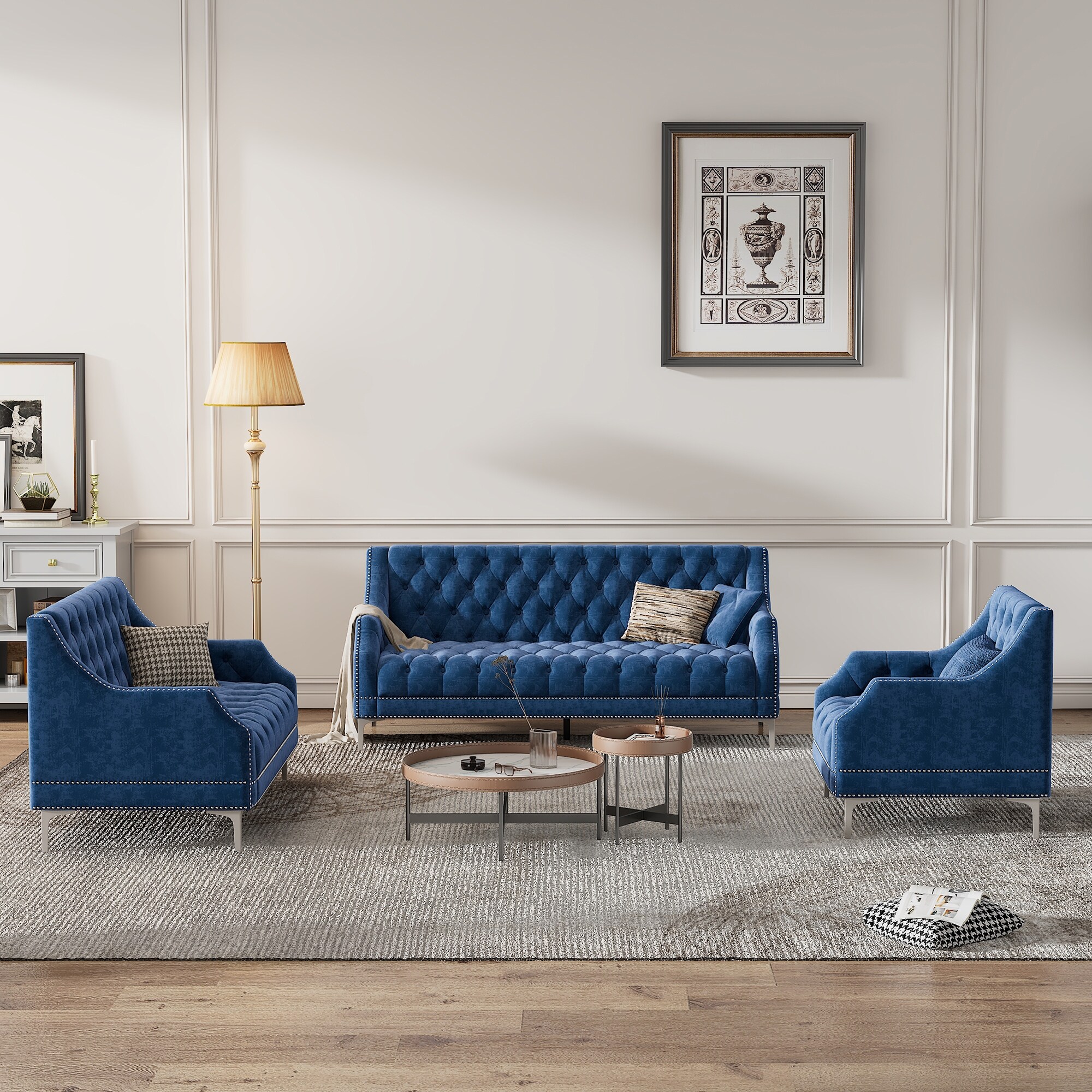 Velvet sofa and on sale chair set