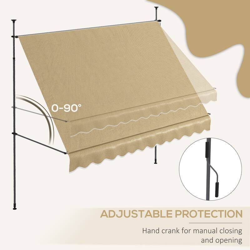 Outsunny 10' x 4' Manual Retractable Awning, Non-Screw Freestanding Patio Sun Shade Shelter