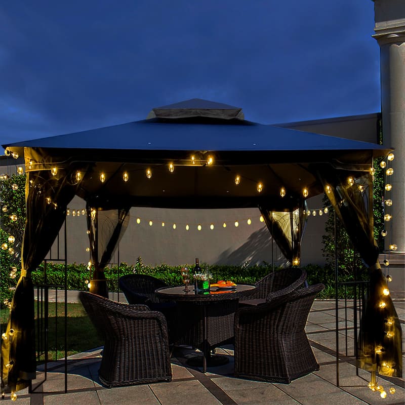 10FT Outdoor Patio Gazebo Canopy Tent With Ventilated Double Roof