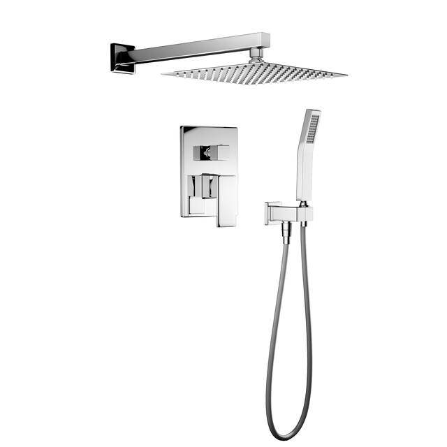 10-inch Square Rainfall Shower Head With Two Modes - Silver