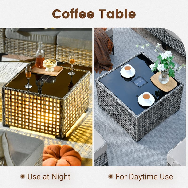 HOOOWOOO 7-piece Rattan Patio Furniture Sectional Set