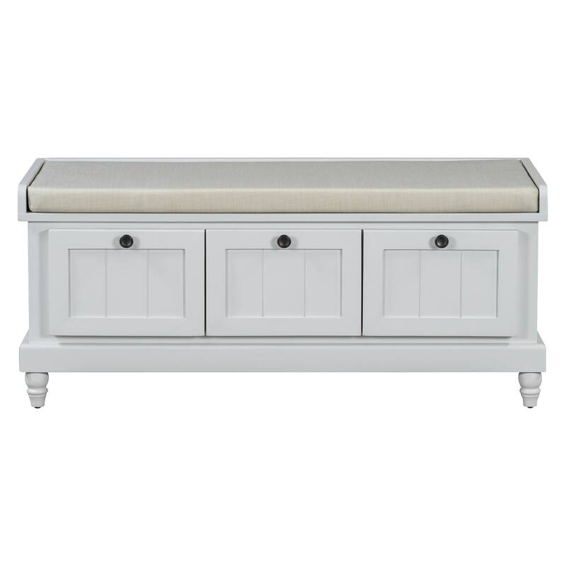 Shoe Bench Entryway Storage Bench w/ Lift Top Cushion Seat & 3 Drawers