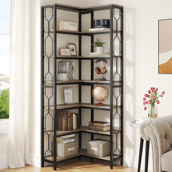 Corner Shelf 7 Tier Industrial Corner Bookshelf Corner Bookcase On Sale Bed Bath Beyond 37999719
