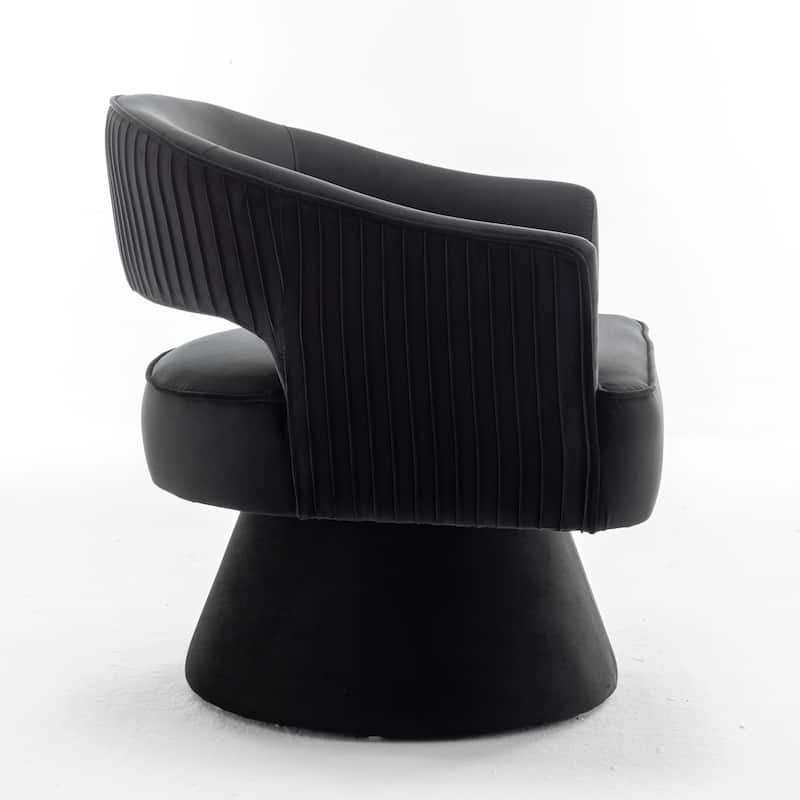 SEYNAR Modren Velvet Living Room Swivel Arm Barrel Chair with Tufted Back