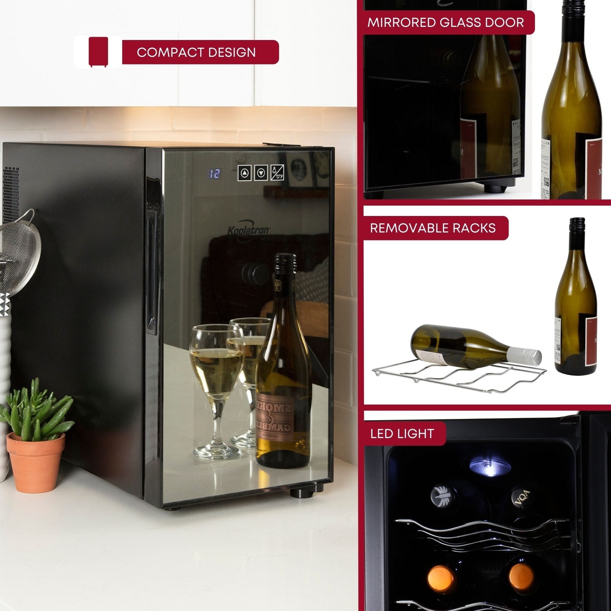 Koolatron 8 Bottle Wine Cooler Thermoelectric Freestanding Wine