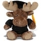 preview thumbnail 1 of 4, DolliBu Brown Sitting Moose Graduation Plush Toy with Gown and Cap - 7.5 inches