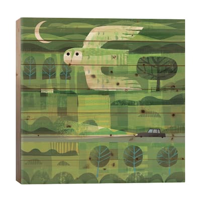 Dusk Owl Print On Wood by Gareth Lucas - Multi-Color