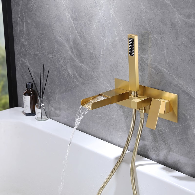 Solid Brass Wall Mounted Roman Tub Faucet with Hand Shower