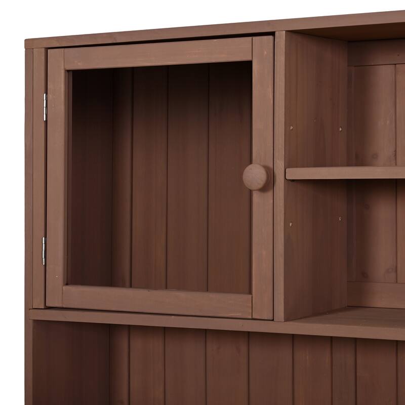 Roomfitters 65" Garden Potting Bench with Storage Hutch, Outdoor Potting Table & Prep Station, Drawer, Cabinet, Shelves