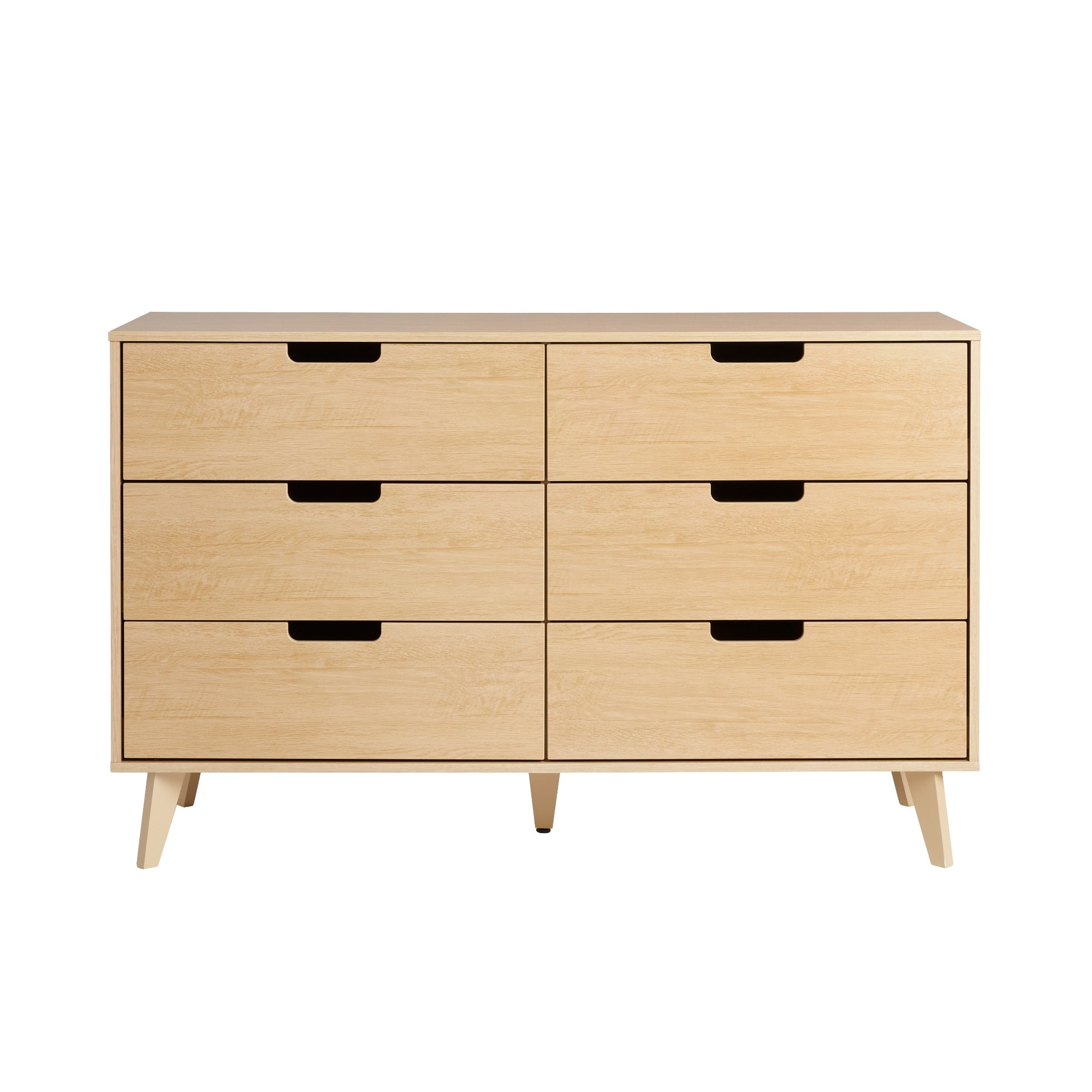 dresser with cut out handles Gizoon 6 Drawer Double for Bedroom Anti-Tip Design, White This Dresser can be used throughout the home Aiho 6 Drawer Dresser,White Wood