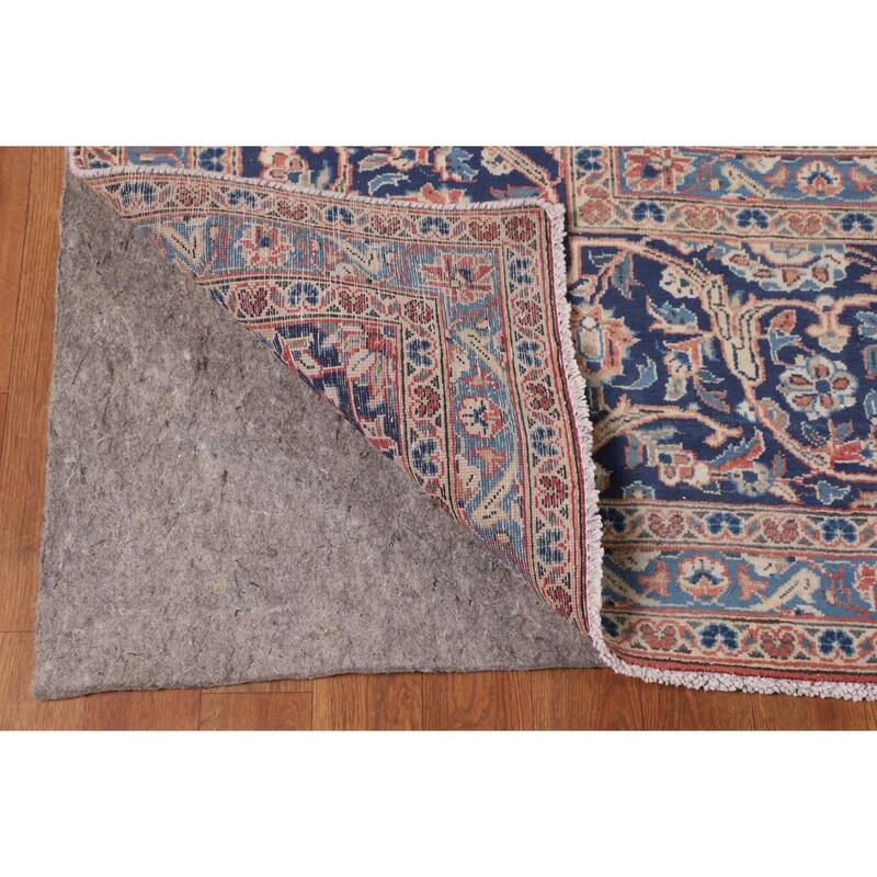 Traditional Kashan Large Persian Vintage Rug Hand-Knotted Wool Carpet - 10'2"x 14'0"