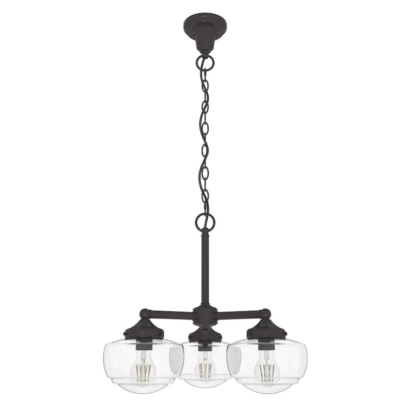 Hunter Saddle Creek Contemporary Schoolhouse Chandelier - Clear or White Glass Globes - Entry, Dining Room, Kitchen Table