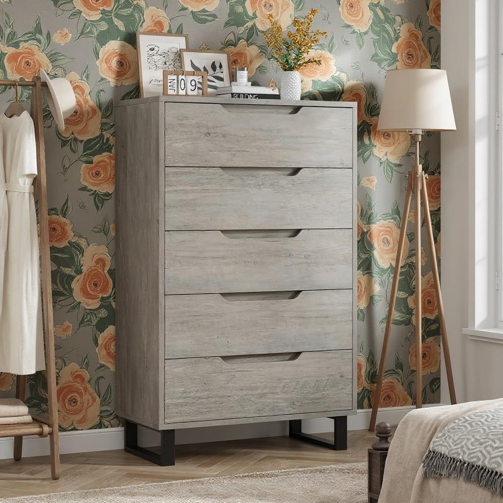 50" Tall Dresser, with Storage, 5 Dresser