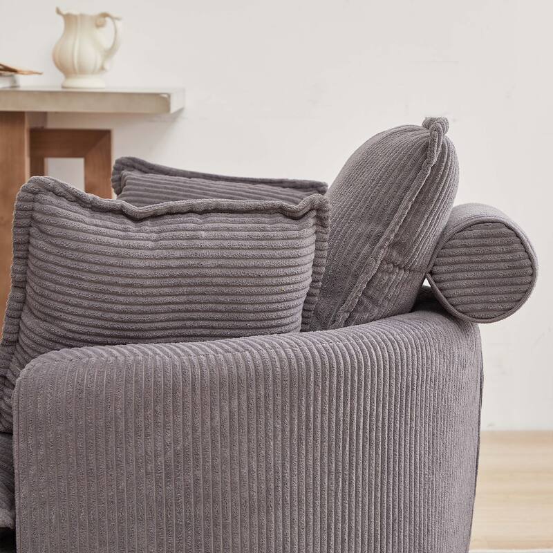Oversized Swivel Chair with moon storage ottoman