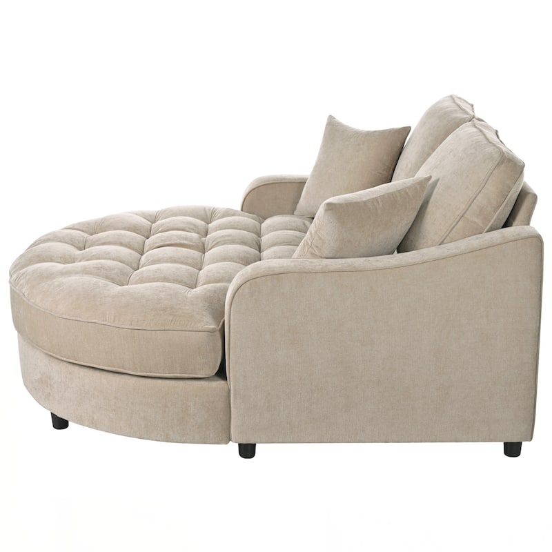 55" Modern Chaise Lounge Sofa Bed Upholstered Sofa Couch with Seat and Detachable Pillows for Living Room