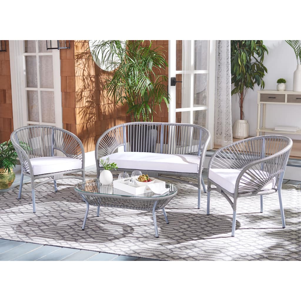 SAFAVIEH Outdoor Living Werner 4-Piece Patio Set - 48"W x 24"D x 29"H