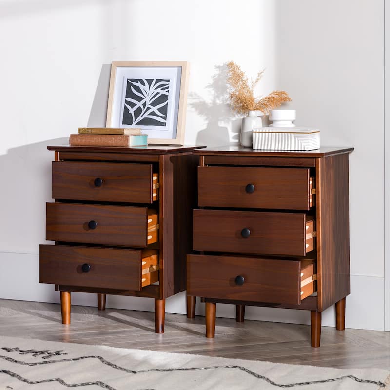 Middlebrook Bullrushes Solid Wood 3-Drawer Nightstand, Set of 2