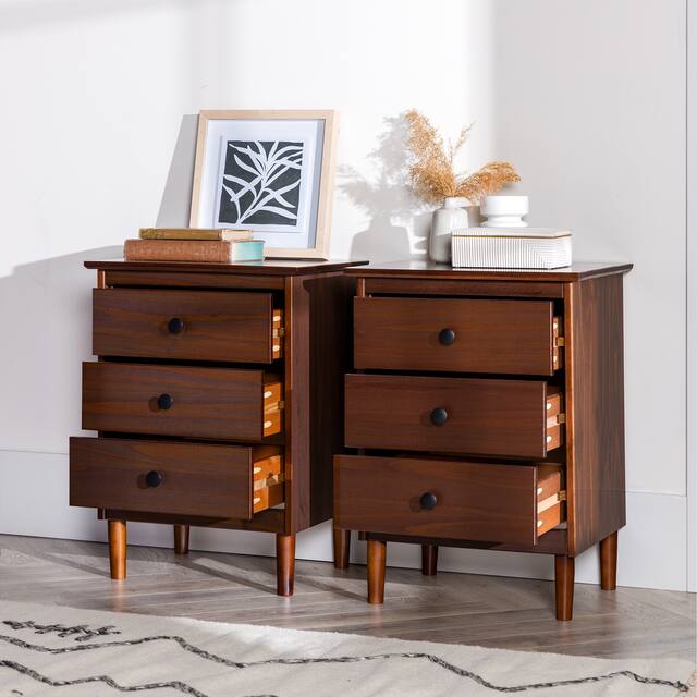 Middlebrook Bullrushes Solid Wood 3-Drawer Nightstand, Set of 2