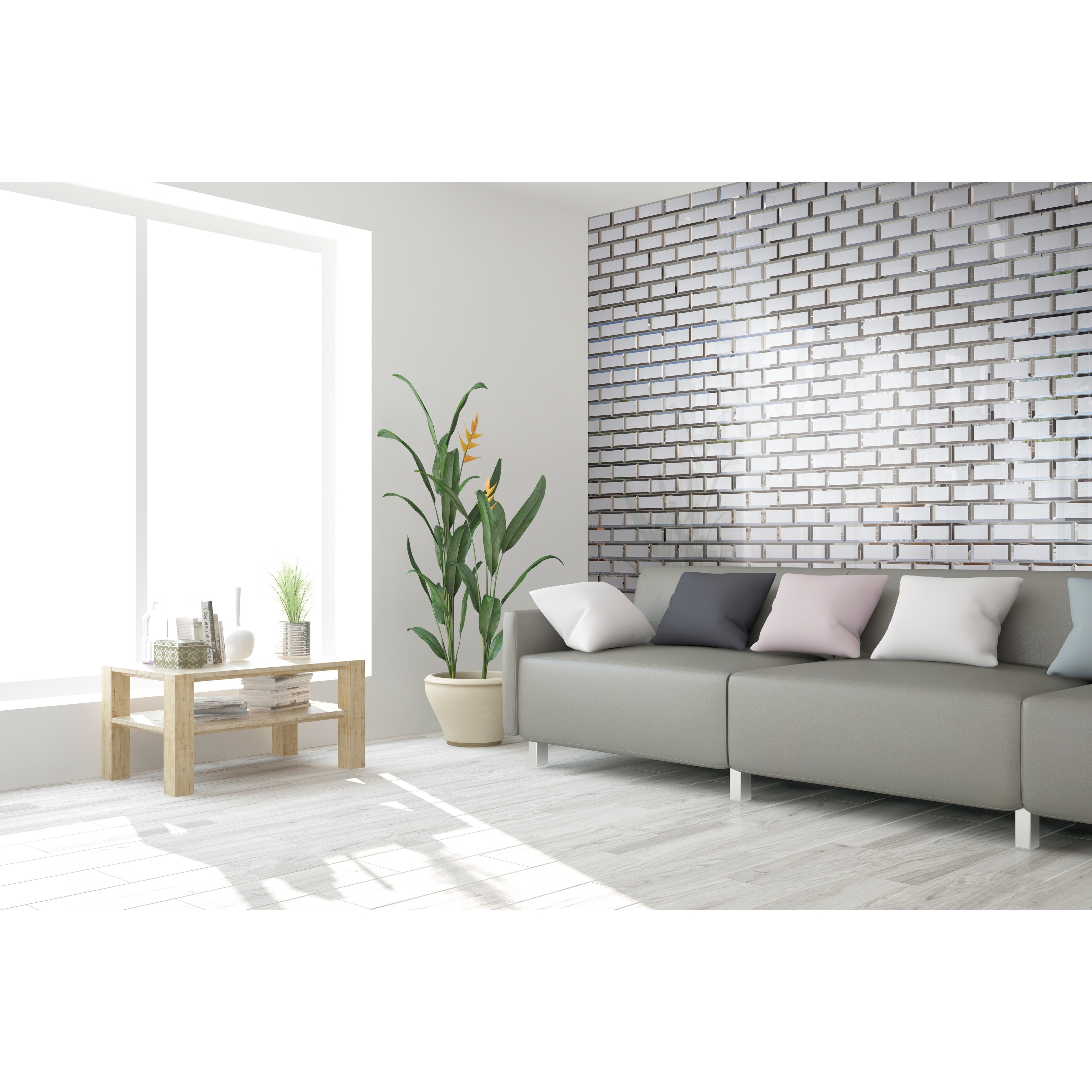 Shop Tilegen Inner Reflections Mirror Look 3 X 6 Beveled Glass Mosaic Tile In Silver Wall Tile 10 Sheets 9 6sqft Overstock 27973152