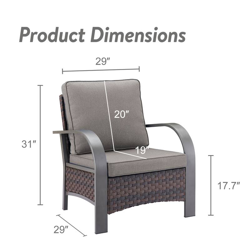 Gymojoy Industrial Style Outdoor Wicker Patio Chairs Set of 2