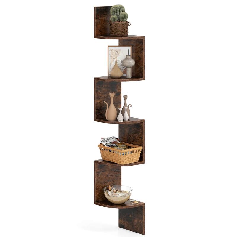 Costway 1/2 PCS 5-Tier Floating Bookshelf with Safe Round Edge - See Details