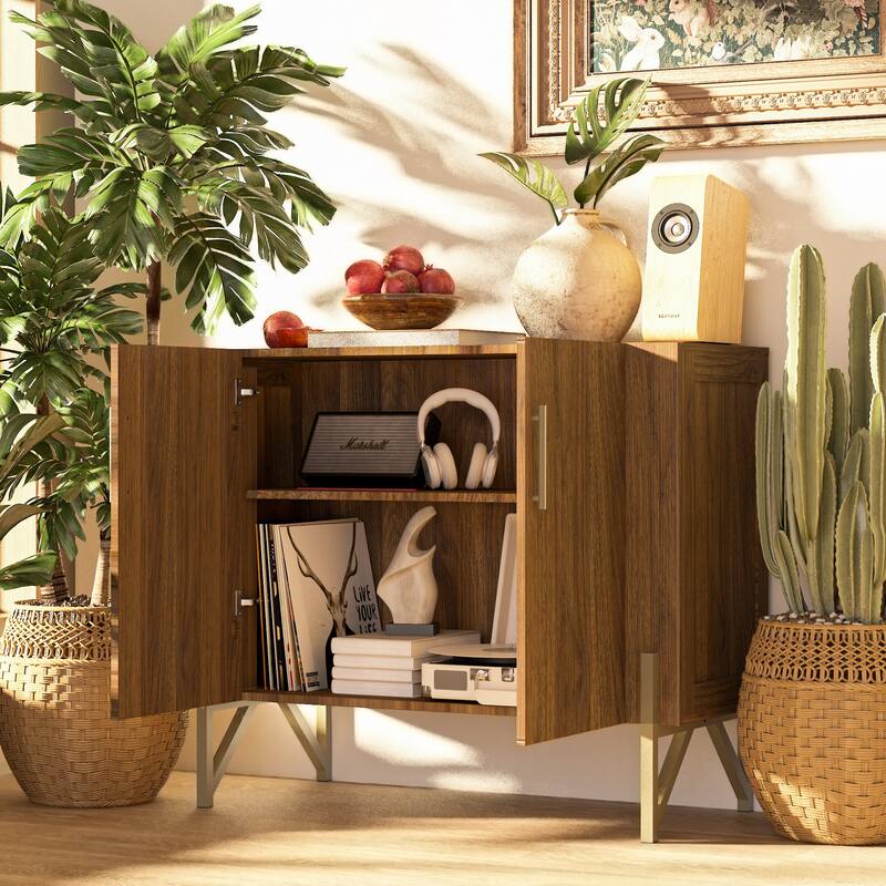 Furnigance Mid Century Side Board, Credenza with Walnut Finishing - W39"xL17.71"xH33.46"