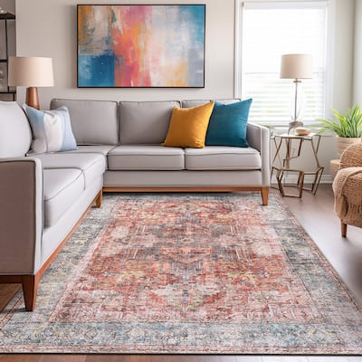 World Rug Gallery Vintage Inspired Distressed Machine Washable Area Rug