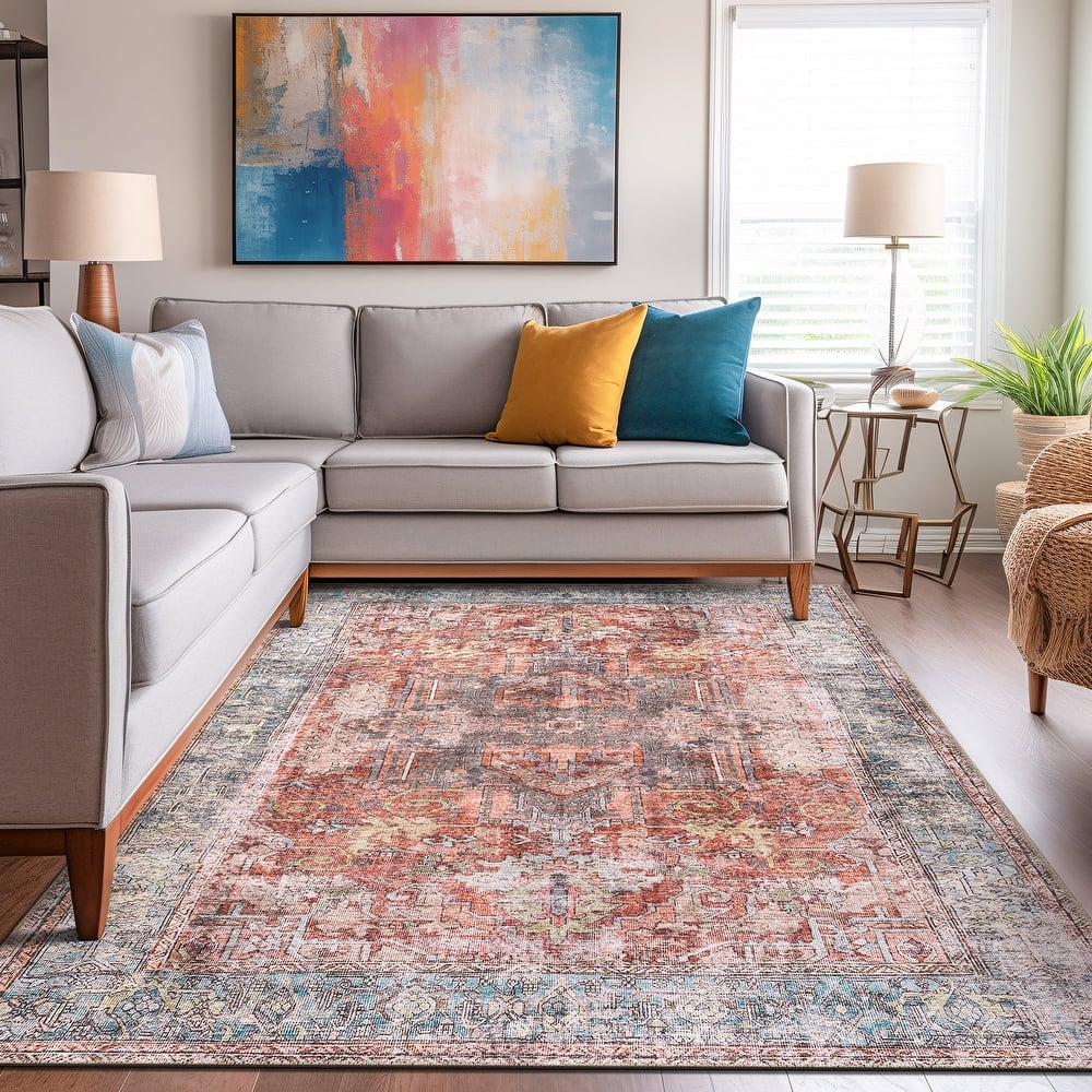 World Rug Gallery Vintage Inspired Distressed Machine Washable Area Rug