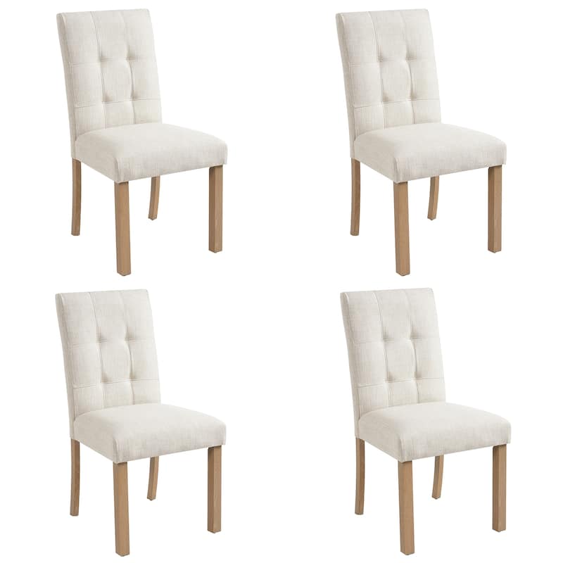 Wooden Dining Chairs Set of 4, Modern Dining Room Chairs with Back, Fabric Kitchen Side Chairs with Wood Legs