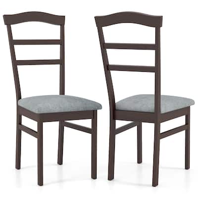 Gymax Modern Dining Chairs Set of 2 w/ Rubber Wood Frame Hollowed
