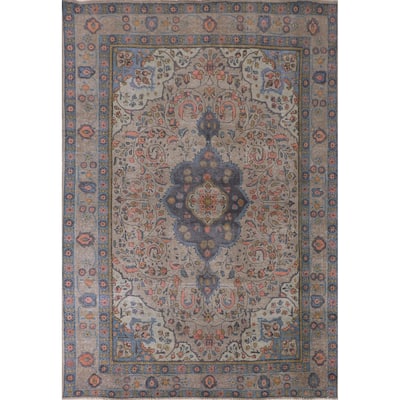 Distressed Over-Dyed Tabriz Persian Vintage Rug Handmade Wool Carpet - 6'9"x 9'6"